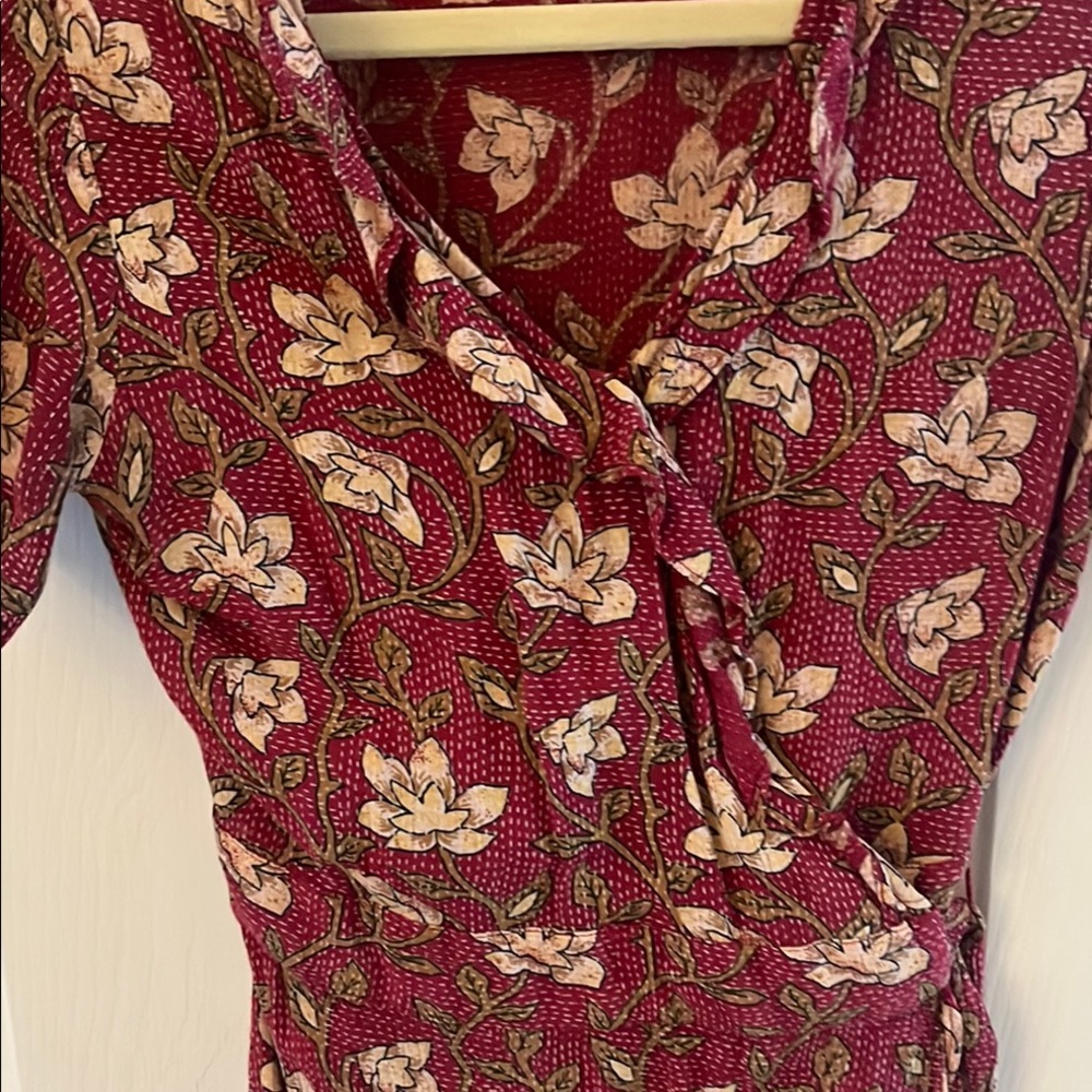 Fat Face-Floral Red Wrap Dress